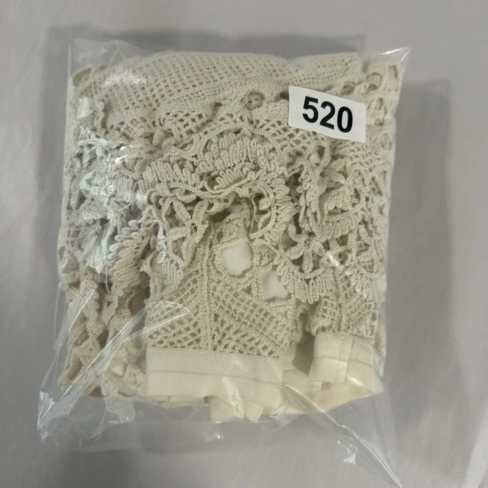 Crochet Lace Pull On Midi Skirt Womens XL Ivory Festival Fairy Boho Western - Picture 6 of 6